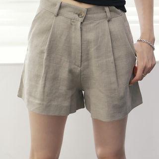 Pintuck Linen Shorts