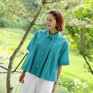 Pleated-detail Linen Blend Shirt