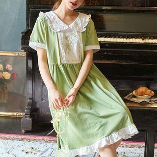 Two-tone Short-sleeve Sleep Dress