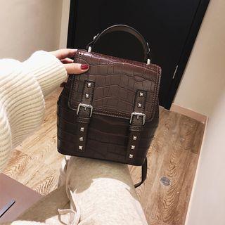 Studded Croc Print Mini Backpack