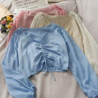 Patchwork Drawstring Crop Top In 5 Colors