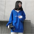 Oversized Printed Pullover Blue - One Size