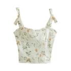 Tie-strap Floral Print Cropped Camisole Top