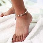 Shell Anklet 0587 - Orange & Purple - One Size