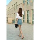 Embroidered Scallop-hem Denim Shorts (s~xl)