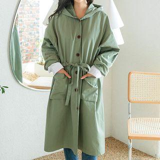 Hooded Pocket-detail Oversized Safari Coat