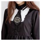 Embroidered-tie Lace-trim Empire Dress With Sash