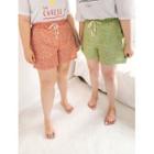 Set: Drawstring-waist Floral Shorts + Hair Band