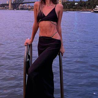 Set: Chain Camisole Top + Maxi Skirt