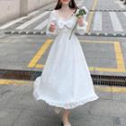 Long-sleeve Jacquard Bow Dress