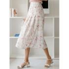 Pintuck Long Floral Skirt