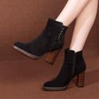 Genuine Suede Platform Chunky Heel Ankle Boots