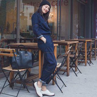Denim Drawstring Waist Jumpsuit
