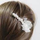 Bow Faux Pearl Hair Clip Off-white - One Size