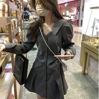 Short-sleeve Shirred Shirtdress (various Designs)