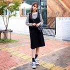 Set: U-neck Sleeveless Dress + Striped T-shirt