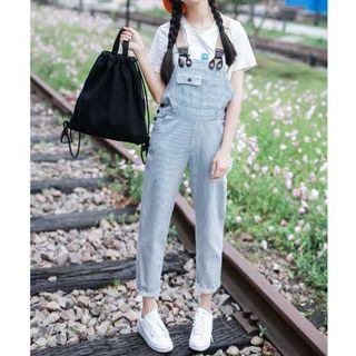 Contrast Pocket Striped Jumper Pants