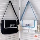 Bow Accent Canvas Flap Crossbody Bag / Bag Charm / Set