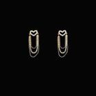 Heart Chained Dangle Earring 1 Pair - Gold - One Size