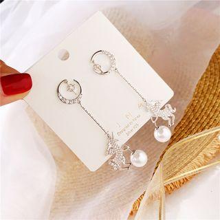 Rhinestone Unicorn Long Ear Stud
