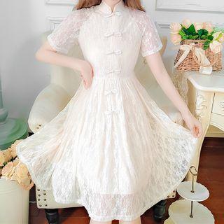 High-neck Lace A-line Qipao Dress
