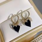 Heart Alloy Dangle Earring 1 Pair - Black & Gold - One Size