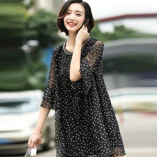 Studded Star Print Chiffon Dress