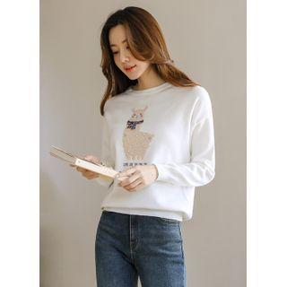 Letter Beaded Boucl -detail Knit Top