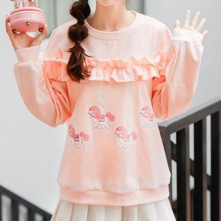 Frilled Printed Pullover
