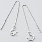 925 Sterling Silver Moon & Star Dangle Earring 1 Pair - S925 Silver - Silver - One Size