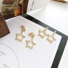 Faux Pearl Perforated Star Dangle Earring / Clip-on Earring