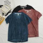 V-neck Velvet Short-sleeve T-shirt