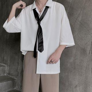 Couple Matching 3/4-sleeve Plain Shirt