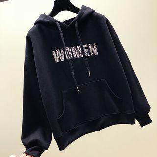 Leopard Print Lettering Hoodie