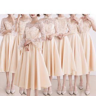 Bow-accent Midi A-line Cocktail Dress (various Designs)