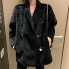Snap Button Furry Jacket Black - One Size