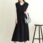 Set: V-neck Sweatshirt Vest + Long Flare Skirt