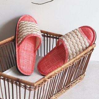 Textured Linen Blend Slippers