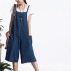 Cropped Wide-leg Suspender Jeans