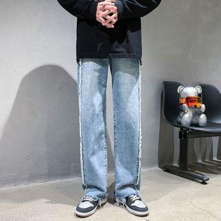 Tassel Trim Wide Leg Jeans