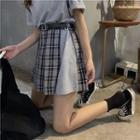 Plaid Side-slit Mini A-line Skirt