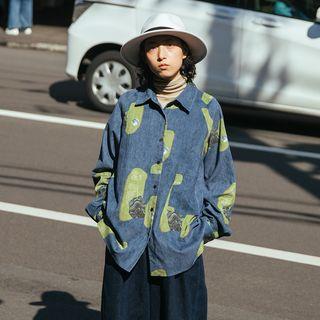 Corduroy Long-sleeve Printed Shirt
