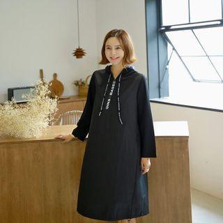 Letter Drawcord Hoodie Dress