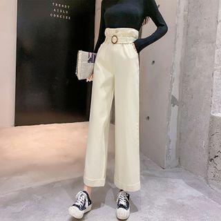 Cuffed Straight-cut Cropped Pants