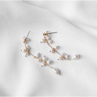 Fresh-water Pearl Cluster Drop Earrings Gold - One Size