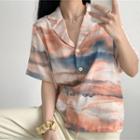 Short-sleeve Printed Open-collar Shirt As Shown In Figure - One Size