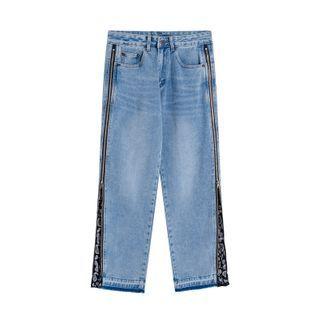 Zip Panel Straight-cut Jeans