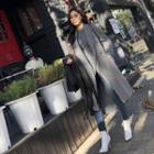 Peaked-lapel Houndstooth Wool Blend Handmade Coat
