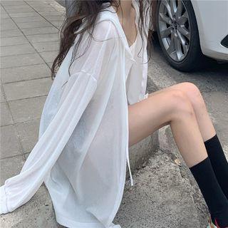 Long-sleeve Plain Sheer Jacket