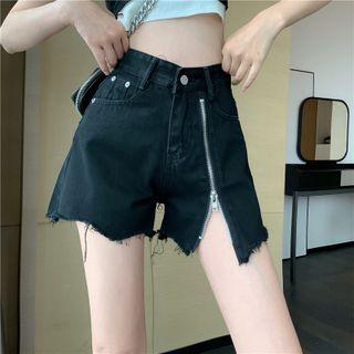 Denim Zip Wide-leg Shorts